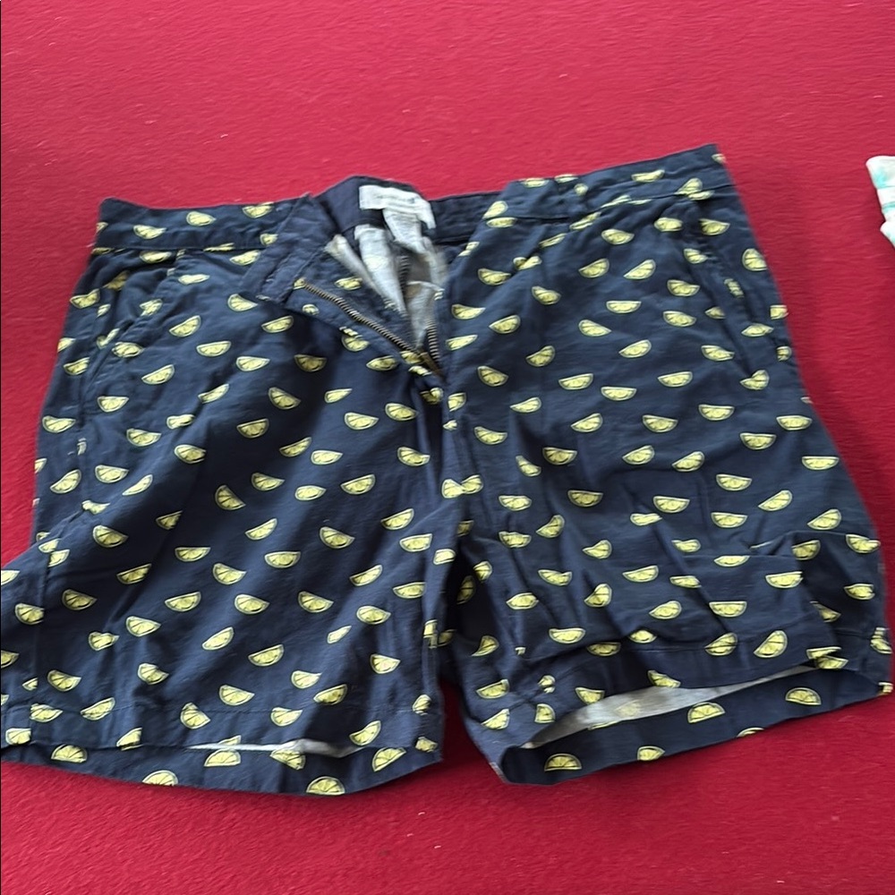 Navy Shorts with Lemon Print